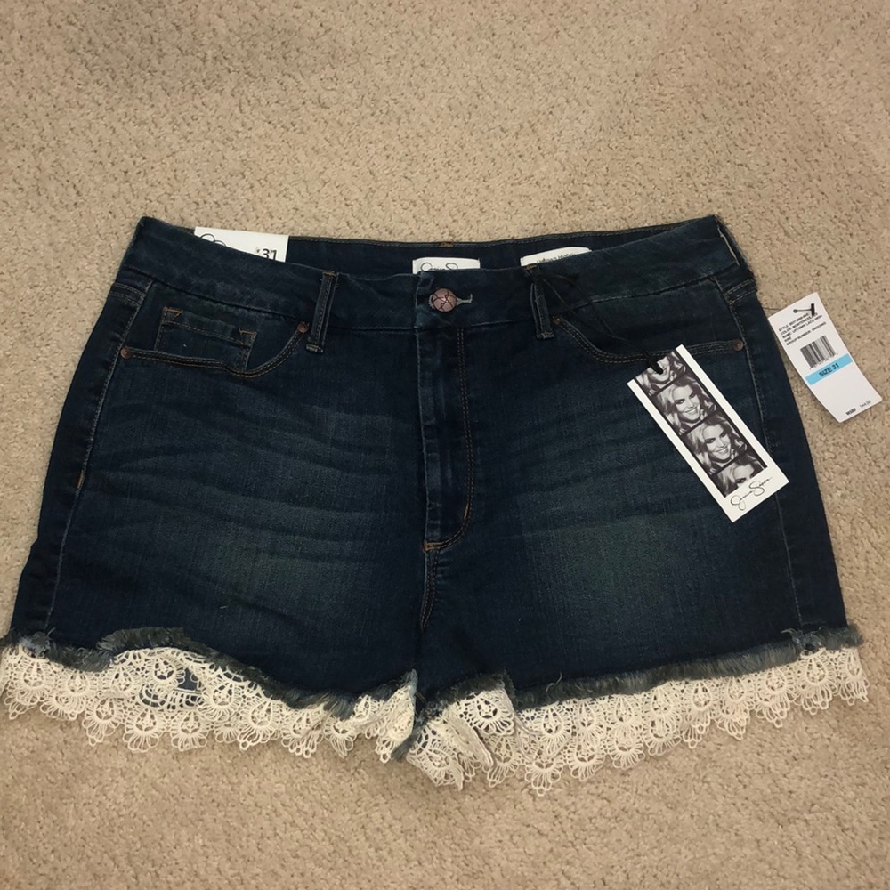 Denim Jessica Simpson shorts with lace detailing